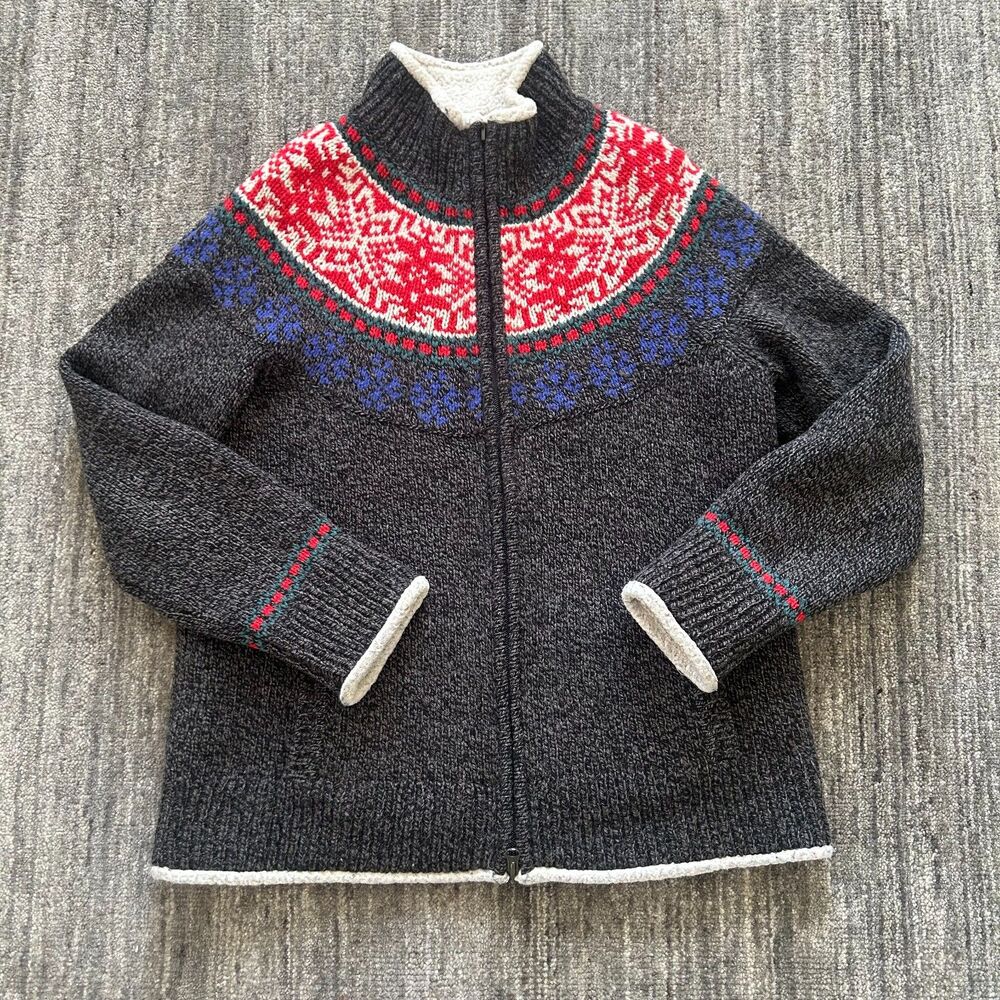 L.L. Bean Vintage Fair Isle Wool Zip Jacket Size M